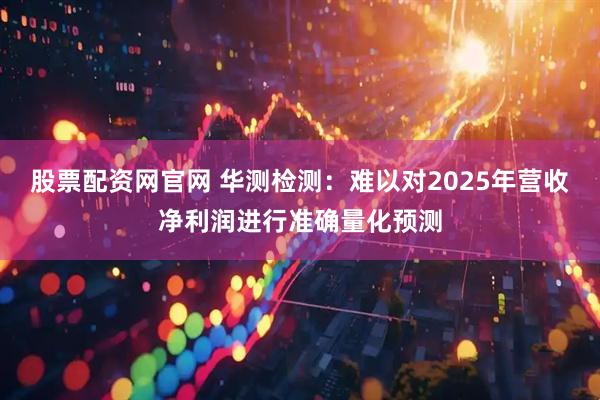 股票配资网官网 华测检测：难以对2025年营收净利润进行准确量化预测